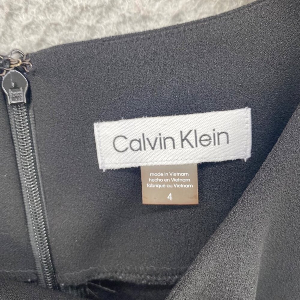 Calvin Klein Dress Womens 4 Black Sheath Sunburst Pleat Mini Career Office Work - Picture 5 of 10